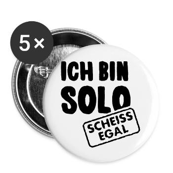 Je suis en solo - merde - Lot de 5 grands badges (56 mm) - blanc - Devant
