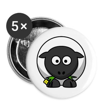 Dessin animé de mouton de nuit au clair de lune - Lot de 5 grands badges (56 mm) - blanc - Devant