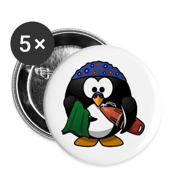 Flower Hat Penguin on the Beach - Buttons large 2.2''/56 mm (5-pack) - white - Front