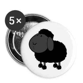 Schwarzes Schaf - Buttons groß 56 mm (5er Pack) - Weiß - Vorne