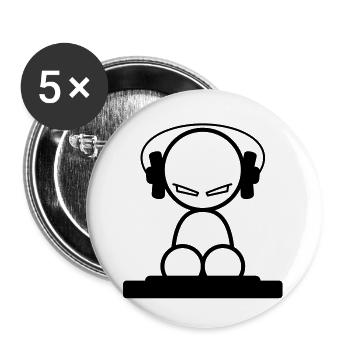 DJ Techno House Musik Disco tanzen Kopfhörer Rave - Buttons groß 56 mm (5er Pack) - Weiß - Vorne