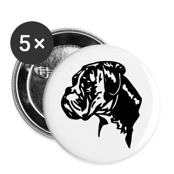 chien boxer - Lot de 5 grands badges (56 mm) - blanc - Devant