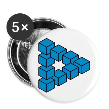 Optical illusion - Impossible figure - Buttons large 2.2''/56 mm (5-pack) - white - Front