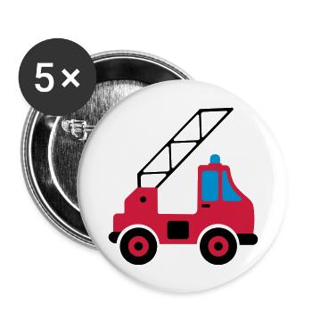 Feuerwehr Leiterwagen - Buttons groß 56 mm (5er Pack) - Weiß - Vorne