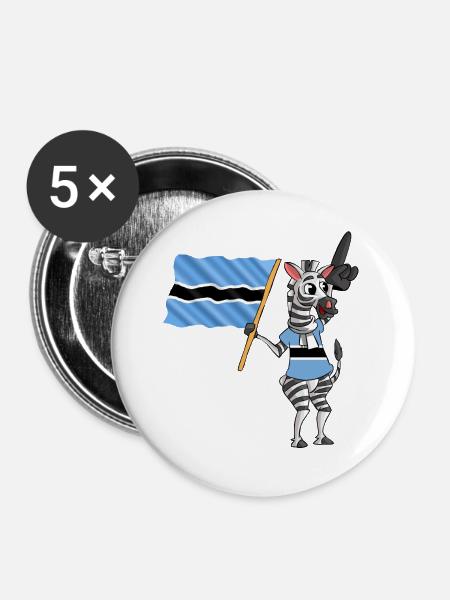Botsuaner Zebra - Buttons groß 56 mm (5er Pack) - Weiß