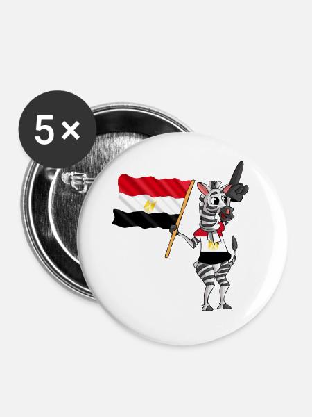 Ägypter Zebra - Buttons groß 56 mm (5er Pack) - Weiß