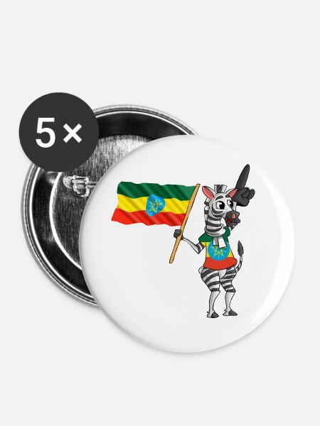 Äthiopier Zebra - Buttons groß 56 mm (5er Pack) - Weiß