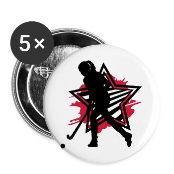 Hockey fille - Lot de 5 grands badges (56 mm) - blanc - Devant