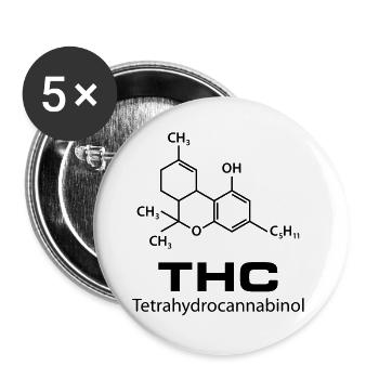THC Cannabis Gras Legalize it Marihuana Haschisch - Buttons groß 56 mm (5er Pack) - Weiß - Vorne