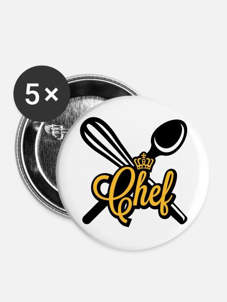 Chefkoch - Buttons groß 56 mm (5er Pack) - Weiß
