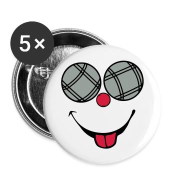 petanque boule smiley sourire langue2 - Lot de 5 grands badges (56 mm) - blanc - Devant