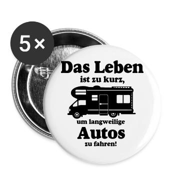 Wohnmobil,Camping,Fun Shirt,Wohnmobil Leben(25) - Buttons groß 56 mm (5er Pack) - Weiß - Vorne