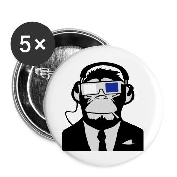 3D Ape Monkey Monkey Electroclub Headphones - Buttons large 2.2''/56 mm (5-pack) - white - Front