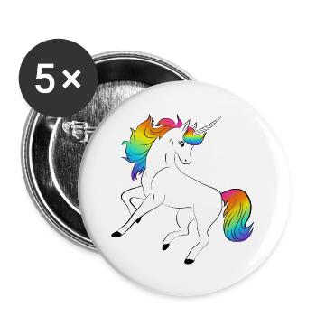 Einhorn - Buttons groß 56 mm (5er Pack) - Weiß - Vorne