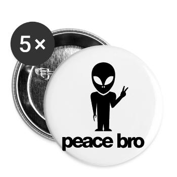 Peace bro alien - Buttons groß 56 mm (5er Pack) - Weiß - Vorne