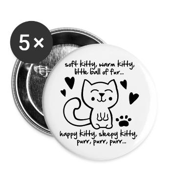 soft kitty, warm kitty, little ball of fur... - Buttons large 2.2''/56 mm (5-pack) - white - Front