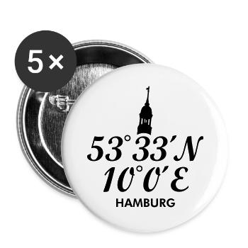 Hamburg Koordinaten Hamburger Michel - Buttons groß 56 mm (5er Pack) - Weiß - Vorne