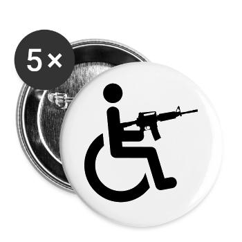 Wheelchair user with weapon # - Buttons large 2.2''/56 mm (5-pack) - white - Front