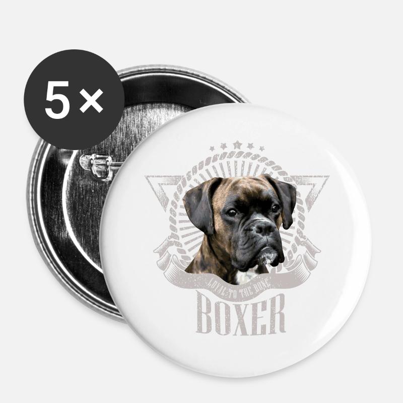 Boxer dog - Buttons large 2.2''/56 mm (5-pack) - white