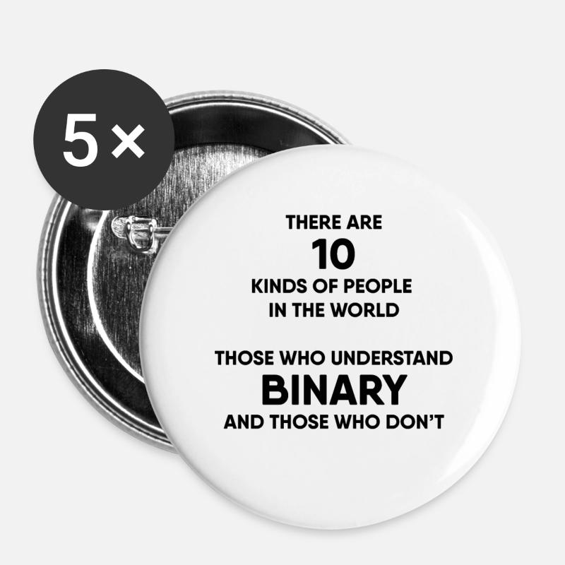 Informatyka - system binarny - Przypinka duża 56 mm (pakiet 5 szt.) - biały