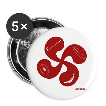 Croix Basque sport - Lot de 5 grands badges (56 mm) - blanc - Devant