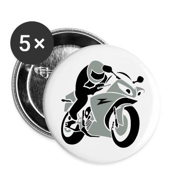 Motorradfahrer/ motorbike racer (2c) - Buttons large 2.2''/56 mm (5-pack) - white - Front