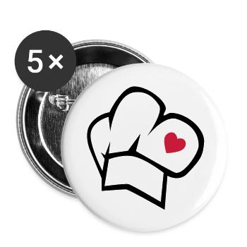 Kochmütze - Buttons groß 56 mm (5er Pack) - Weiß - Vorne