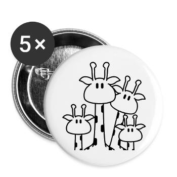 Famille girafe mignonne 2 enfants maman papa girafe - Lot de 5 grands badges (56 mm) - blanc - Devant