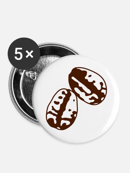 Kaffeebohnen - Buttons groß 56 mm (5er Pack) - Weiß