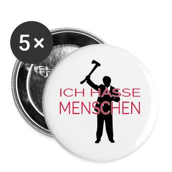 ICH HASSE MENSCHEN (v) - Buttons groß 56 mm (5er Pack) - Weiß - Vorne