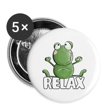 Yoga Relaxant Grenouille - Grenouilles - Crapaud - Quak - Lot de 5 grands badges (56 mm) - blanc - Devant