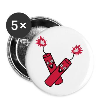 verrueckt 2 freunde team paar party kracher gesich - Buttons groß 56 mm (5er Pack) - Weiß - Vorne
