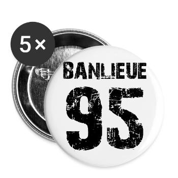 banlieue 95 - Lot de 5 grands badges (56 mm) - blanc - Devant