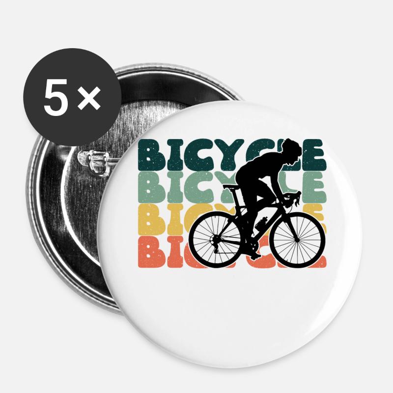 Bicycle Cycling Bicycle Tour Cycling - Buttons large 2.2''/56 mm (5-pack) - white