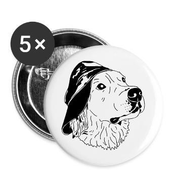 Golden retriever - Buttons large 2.2''/56 mm (5-pack) - white - Front