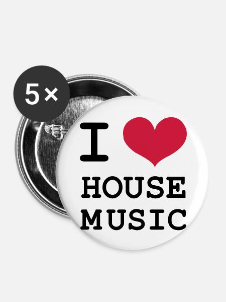 I Love House Music! - Buttons large 2.2''/56 mm (5-pack) - white