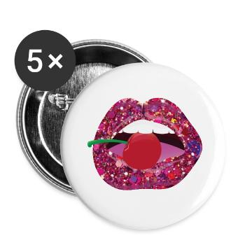 Küss mich an der Kirsche - Buttons groß 56 mm (5er Pack) - Weiß - Vorne