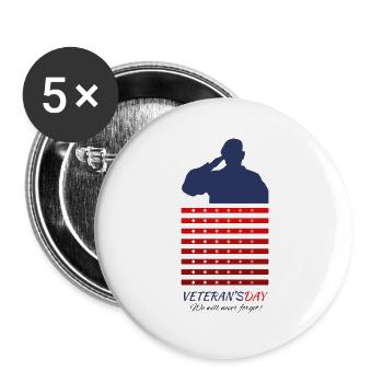 Veterans Tag Soldaten Krieg Fest Geschenk USA Army - Buttons groß 56 mm (5er Pack) - Weiß - Vorne