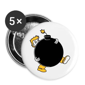 explosion de la bombe exploser tnt dynamite dangereux - Lot de 5 grands badges (56 mm) - blanc - Devant