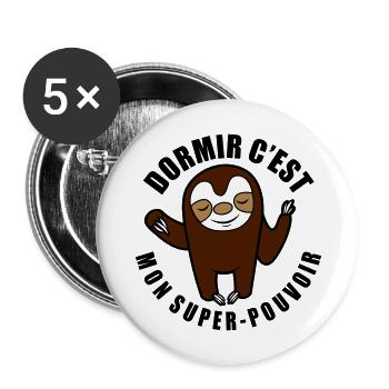 dormir c'est mon super-pouvoir - Lot de 5 grands badges (56 mm) - blanc - Devant