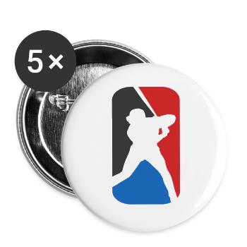 Baseball - Buttons groß 56 mm (5er Pack) - Weiß - Vorne