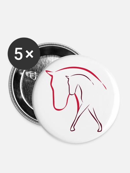 Pferd - Buttons groß 56 mm (5er Pack) - Weiß