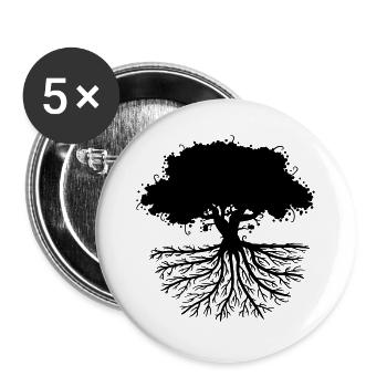 tree roots black - Buttons large 2.2''/56 mm (5-pack) - white - Front