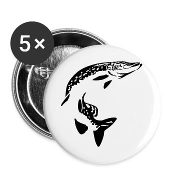 Hecht - Buttons groß 56 mm (5er Pack) - Weiß - Vorne