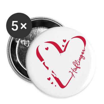 Haflinger Herz - Buttons groß 56 mm (5er Pack) - Weiß - Vorne