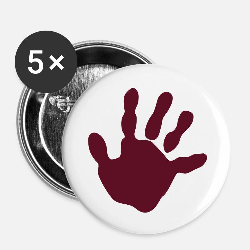 Hand - Lot de 5 grands badges (56 mm) - blanc