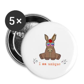 Ich wäre so gern ein Einhorn - Buttons groß 56 mm (5er Pack) - Weiß - Vorne