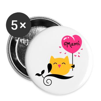 owl - owl - uhu - kauz - Mami - Mommy - 3C - Buttons large 2.2''/56 mm (5-pack) - white - Front