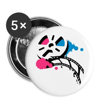 Une vieille bobine de film avec un film - Lot de 5 grands badges (56 mm) - blanc - Devant