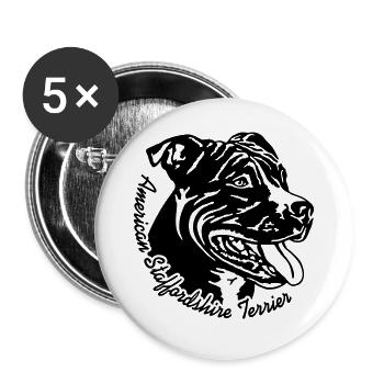 521 Staffordshire Terrier - Buttons groß 56 mm (5er Pack) - Weiß - Vorne
